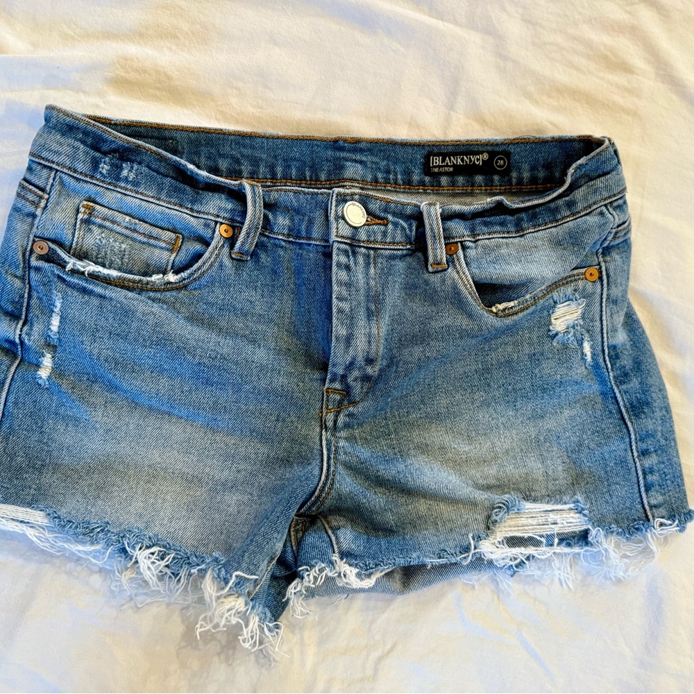 Blank NYC Women's Distressed Blue Jean Shorts